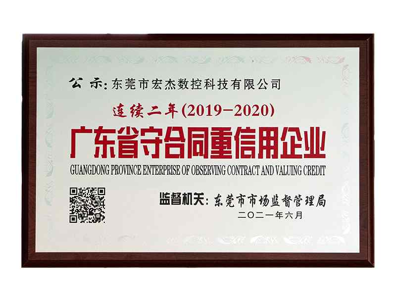 2019-2020年度廣東省守合同重信用企業(yè)